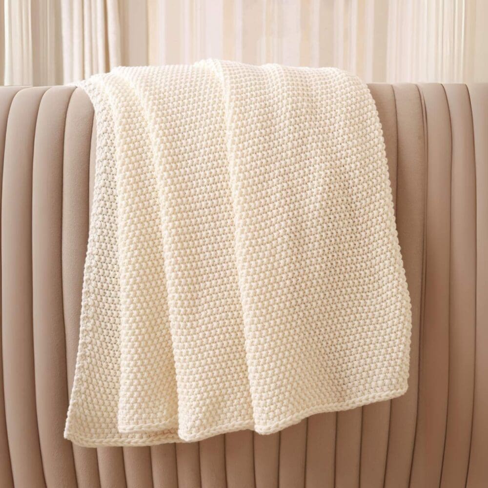 Ivory Chunky Knit Throw