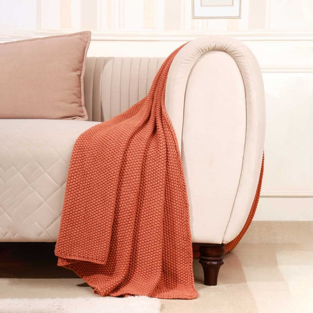 Rust Chunky Knit Throw - Image 4