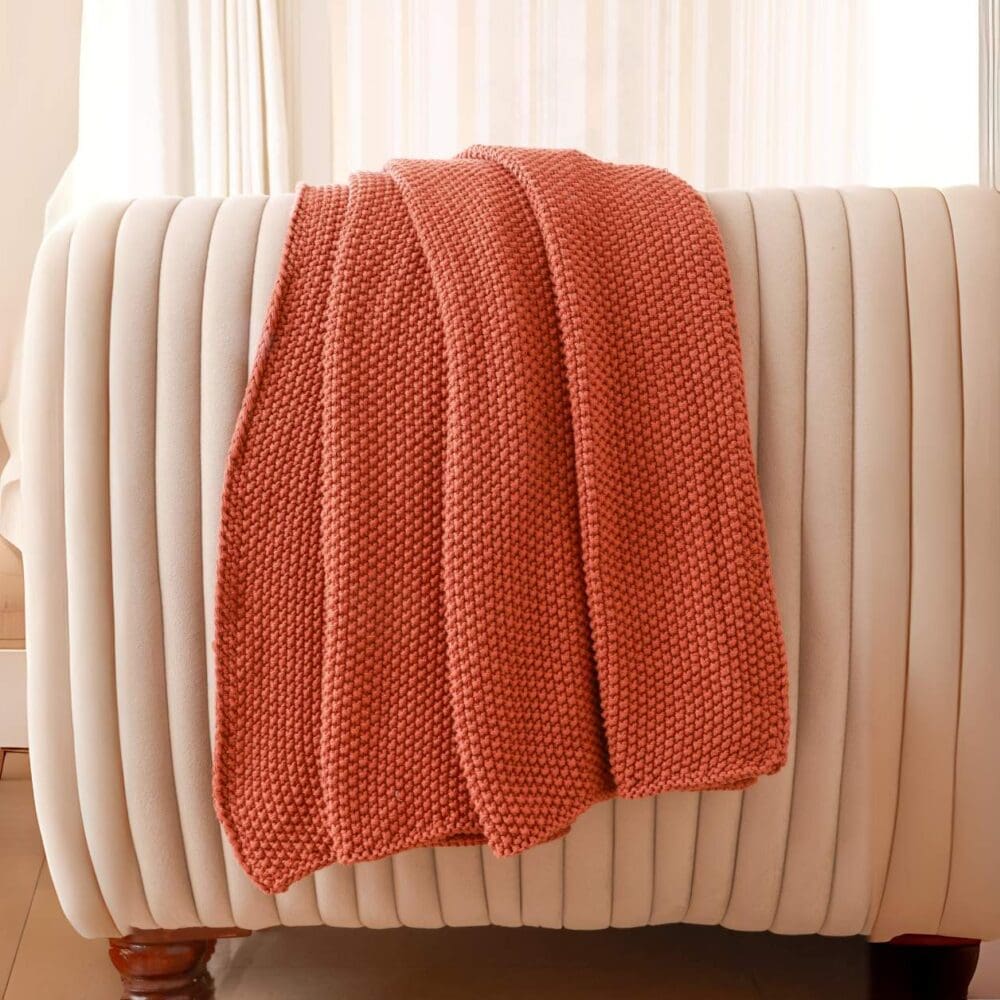 Rust Chunky Knit Throw