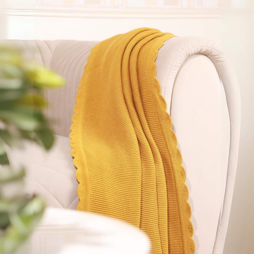 Plush Sunshine Yellow Knit Throw - Image 2