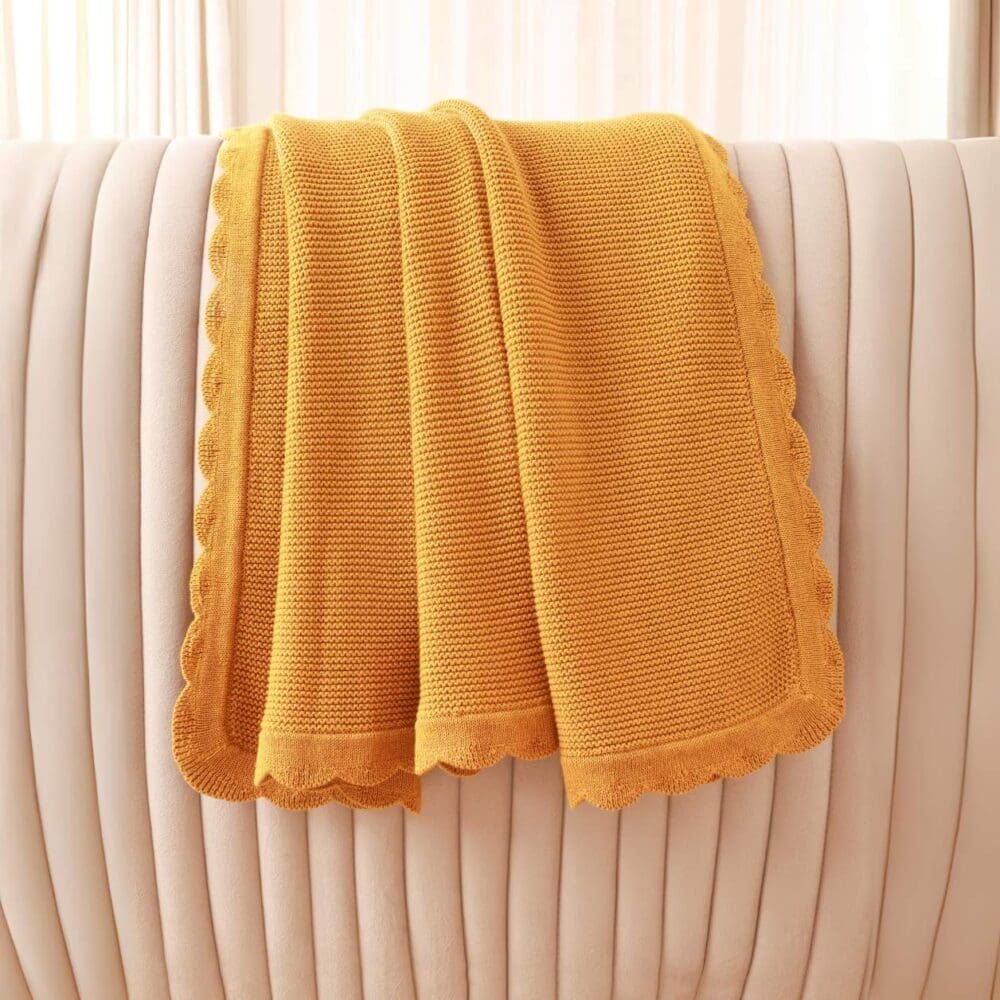 Plush Sunshine Yellow Knit Throw