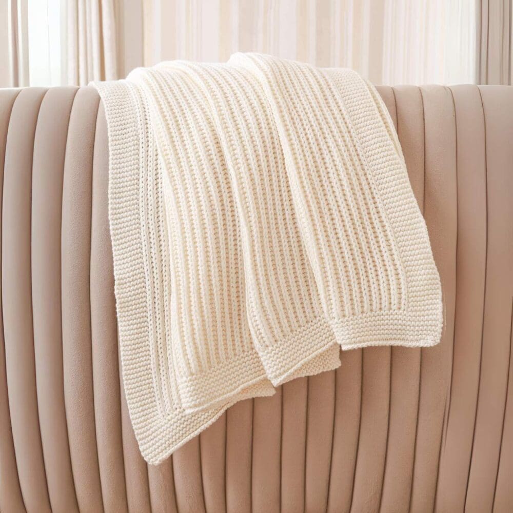 Ivory Cable Knit Throw