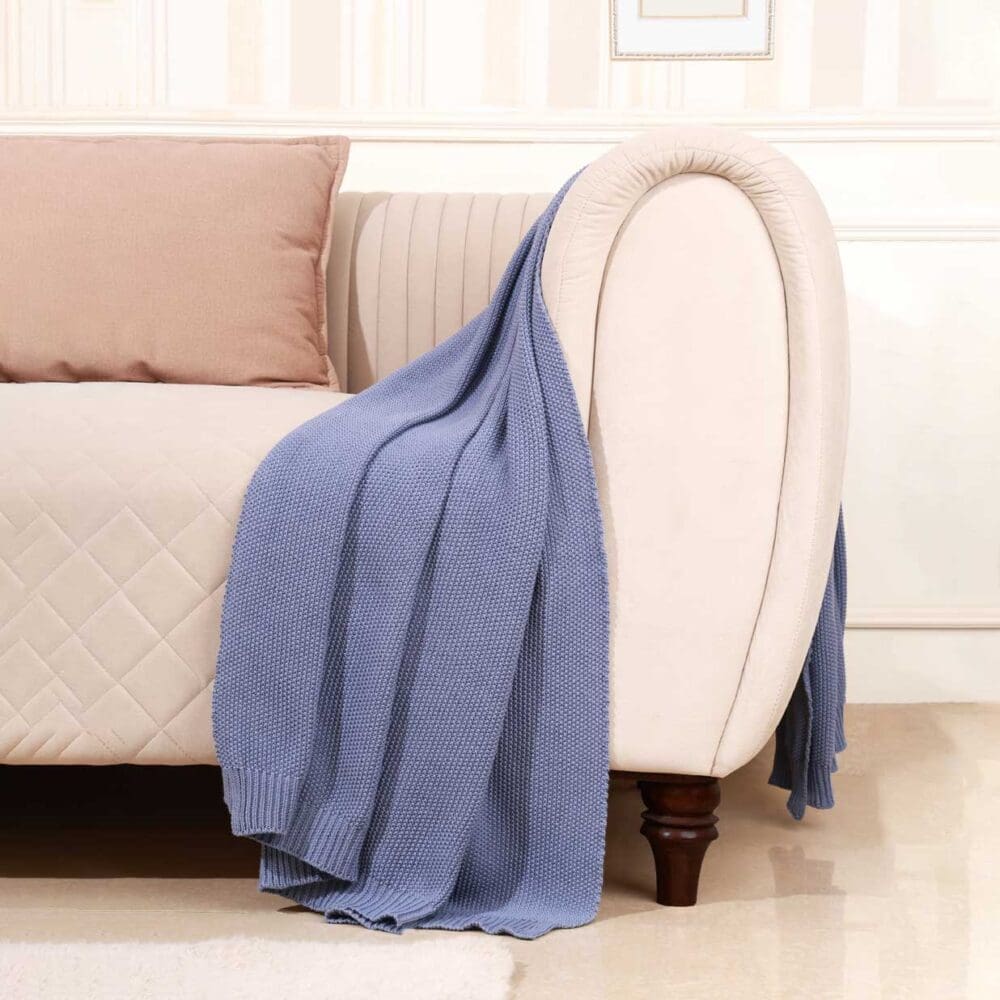 Blue Soft Knit Pattern Throw - Image 4