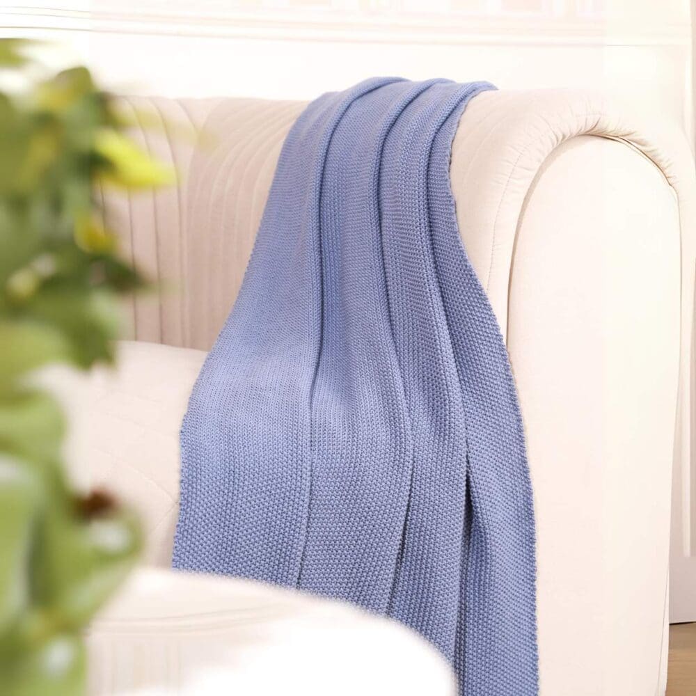 Blue Soft Knit Pattern Throw - Image 2