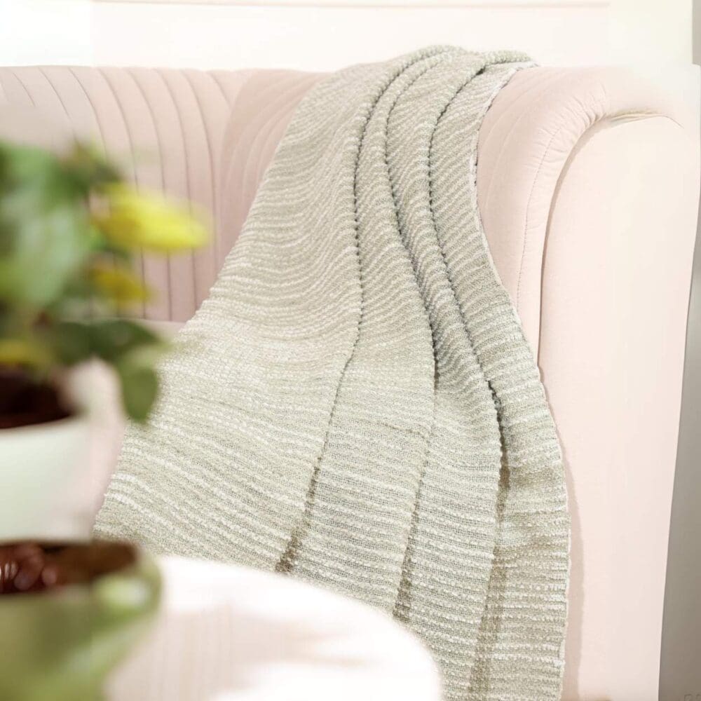 Green Soft Striped Throw - Image 2