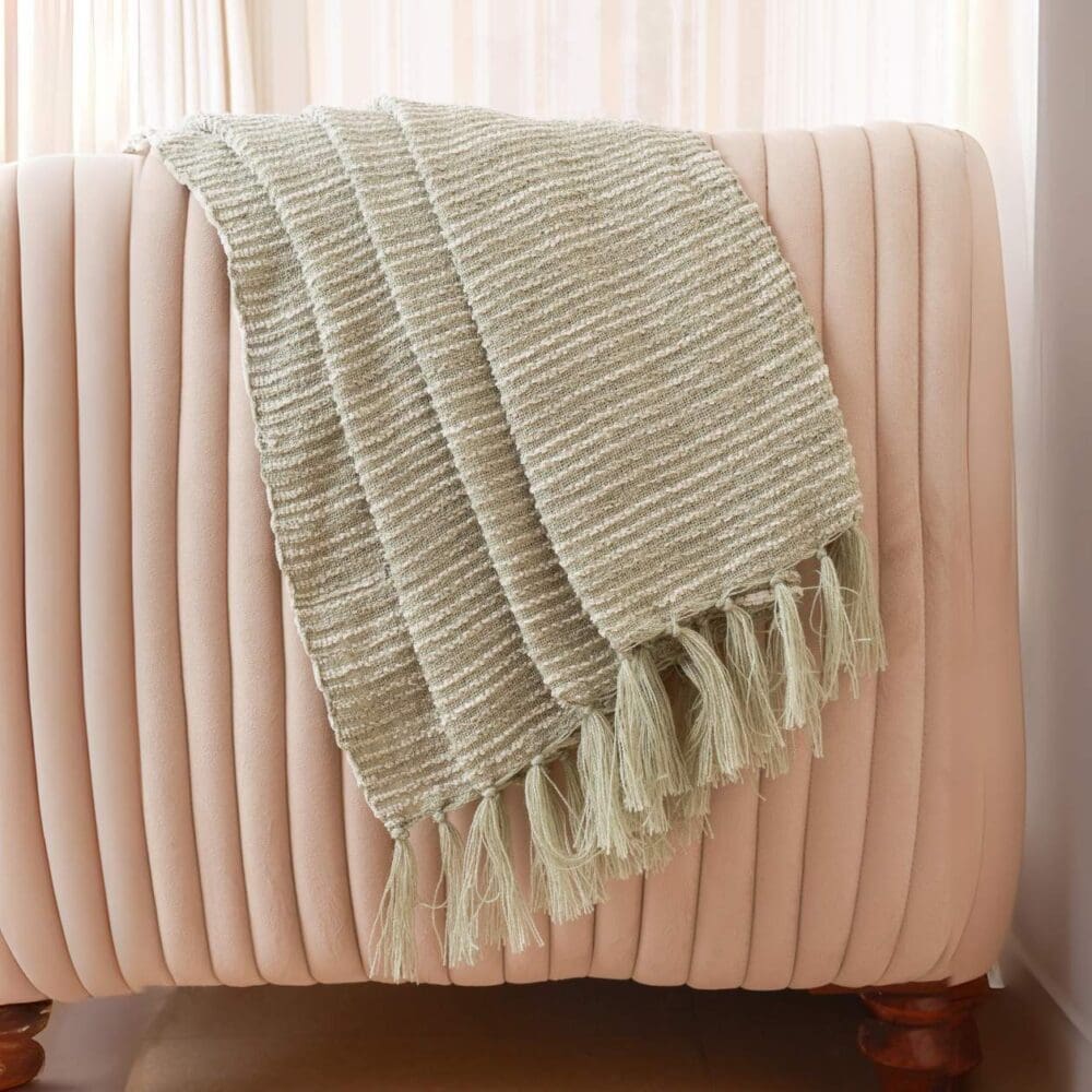 Green Soft Striped Throw